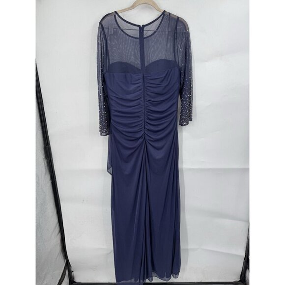 Alex Evenings Beaded Sleeve Maxi Dress Women 10 Purple Ruched Whimsical Feminine - Picture 2 of 11